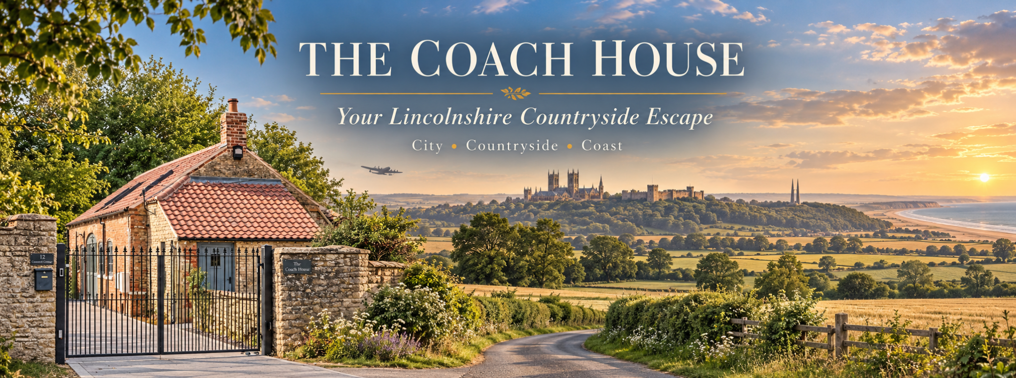 The Coach House illustrated with Lincolnshire countryside, Lincoln and the coast